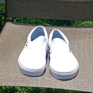 White with rainbow slip on vans